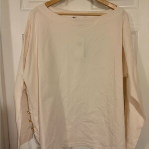 BNWT Lauren by Ralph Lauren 2x winter cream boatneck tunic 3 buttons side 3/4 sl